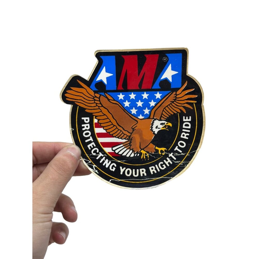 VTG AMA Motorcycle Decal 3.5 Eagle Stars Shield Protecting Your Ride Collectible